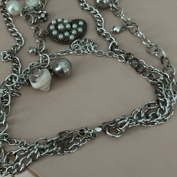 Premier Silver Layered seashore Necklace with Pearl Accents - Picture 6 of 7